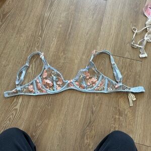 For Love And Lemons Blue and Pink Floral Bra